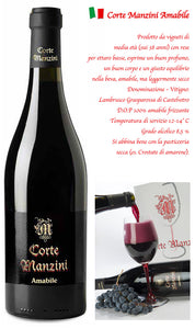 LAMBRUSCO GR ROSSA DI CATELVETRO DOP AMABILE CORTE MANZINI ML 750 cod MAN07